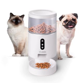 Alimentador Automático Velds, 4L, Comedouro Inteligente Wi-Fi para Gatos e Cães, Programação de Porções, Branco